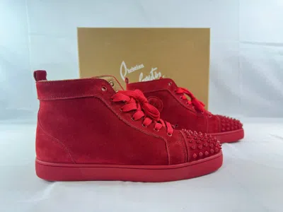 Pre-owned Christian Louboutin Coachelito Spikes Flat Sneakers Crosta In Red