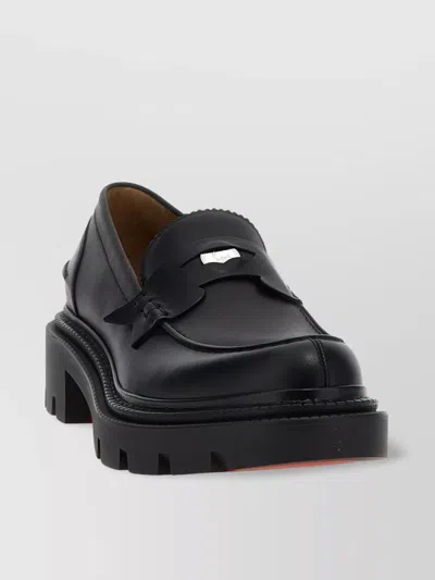 Christian Louboutin College Bow Chunky Round Toe Loafers In Black