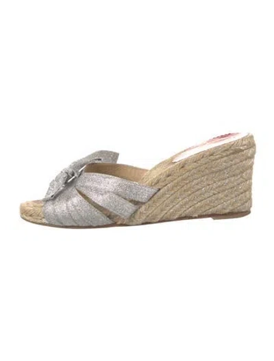Pre-owned Christian Louboutin Colorblock Pattern Glitter Accents Espadrilles In Silver