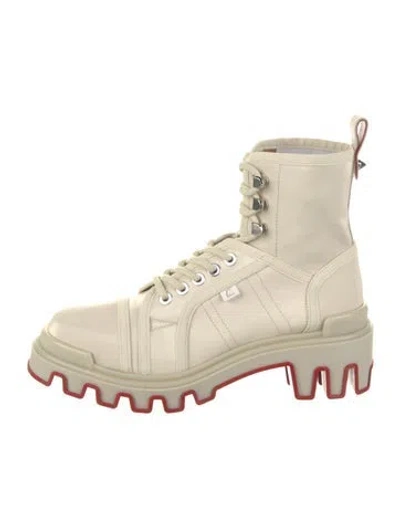 Pre-owned Christian Louboutin Combat Boots In Neutral