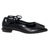 Christian Louboutin Conclusive Spike Red Sole Ballerina Flats In Black Leather