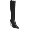 Christian Louboutin Pumppie Botta Red Sole Leather Knee-high Boots In Black