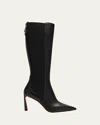 Christian Louboutin Condodo Leather Red Sole Knee-high Boots In Black