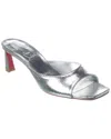 Christian Louboutin Condora 55 Metallic Cracked-leather Mules In Grey