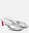 Christian Louboutin Condora 55 Metallic Cracked-leather Mules In Silver