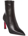 Christian Louboutin Pumppie Booty Leather Ankle Boots In Black