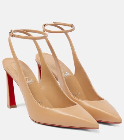 Christian Louboutin Condora 85 Leather Slingback Pumps In Brown