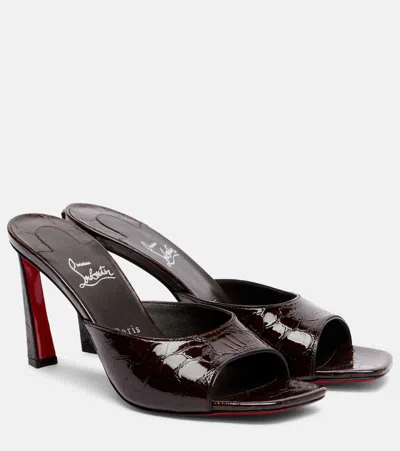 Christian Louboutin Condora 85 Patent Leather Mules In Brown