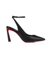 Christian Louboutin Condora Leather Red Sole Ankle-strap Pumps In Black