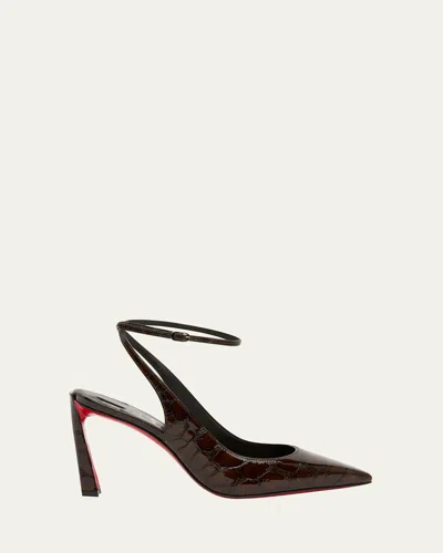 Christian Louboutin Condora Croc-embossed Patent Leather Red Sole Pumps