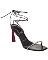 Christian Louboutin Condora Crystal Ankle-wrap Red Sole Sandals In Black