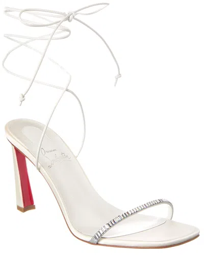 Christian Louboutin Condora Lacestrass 85 Leather Sandals In White