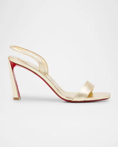 Christian Louboutin Condora Metallic Red Sole Slingback Sandals In Platine