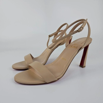 Pre-owned Christian Louboutin Condora Queen 85mm Beige Leather Heeled Sandals Ss24