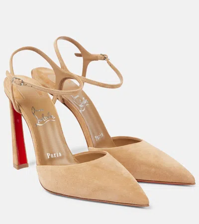 CHRISTIAN LOUBOUTIN CONDORA RIVIERA 100 SUEDE SLINGBACK PUMPS