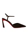 Christian Louboutin Condora Suede Ankle-strap Red Sole Pumps In Black