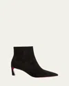 Christian Louboutin Condora Suede Red Sole Ankle Booties In Black