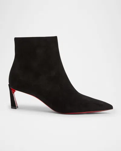 Christian Louboutin Condora Suede Red Sole Ankle Booties In Black