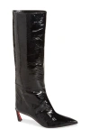 Christian Louboutin Patent Leather Red Sole Tall Boots In Black