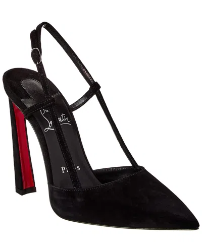 Christian Louboutin Condoroline 100 Suede Slingback Pump In Black