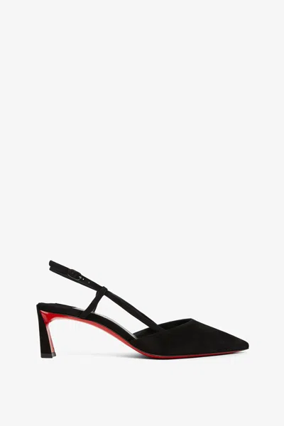 Christian Louboutin Condoroline 55 Cutout Velour Slingback Pumps In Black