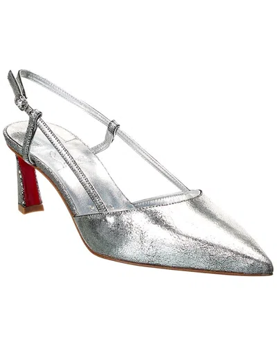 Christian Louboutin Miss Z Slingina 25 Leather Slingback Pump In Silver