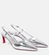 Christian Louboutin Condoroline 55 Metallic Leather Slingback Pumps In Silver