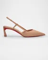 Christian Louboutin Condoroline Leather Red Sole Slingback Pumps In Blush