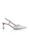 Christian Louboutin Condoroline Patent Leather Slingback Pumps In Silver