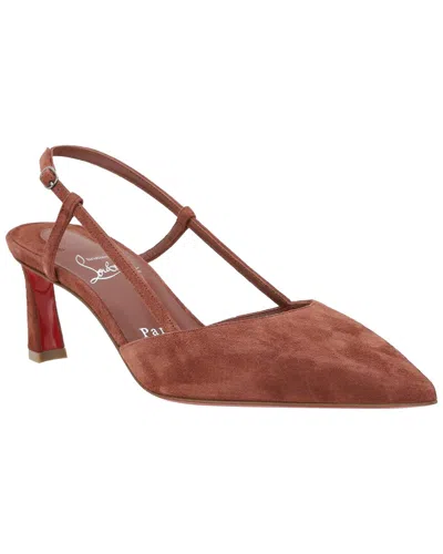Christian Louboutin Condoroline 55 Suede Slingback Pump In Brown