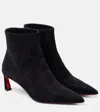 Christian Louboutin Black Veau Velours Condora Booty 55 Boots In Black