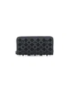 Christian Louboutin Continental Wallet In Textured Black Leather In Gray