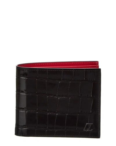 Christian Louboutin Coolcard Croc-embossed Leather Wallet In Black