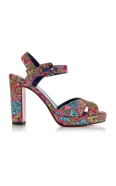 Christian Louboutin Cora 100 Jacquard Florea Sandals In Pink