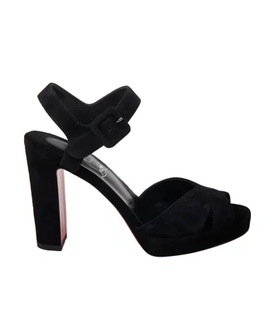 Christian Louboutin Cora 100 Suede Platform Sandals In Black