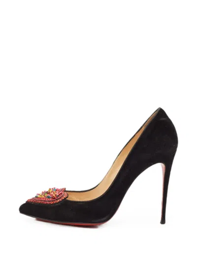Pre-owned Christian Louboutin Coralita Beaded Pumps In Black
