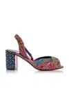 Christian Louboutin Cordelia 70 Jacquard Florea Slingback Sandals In Pink