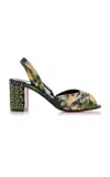 Christian Louboutin Cordelia 70 Lurex Jupiter Slingback Sandals In Green