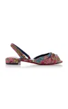 Christian Louboutin Cordelina Flat Jacquard Florea Slingback Sandals In Pink