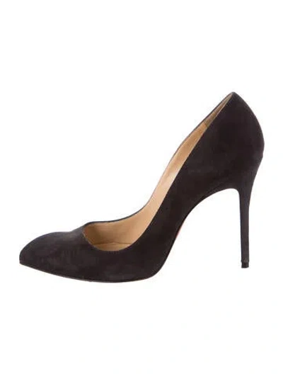 Pre-owned Christian Louboutin Corneille 100 Suede Pumps In Black