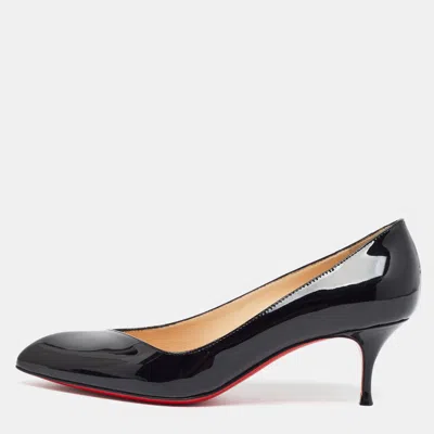 Pre-owned Christian Louboutin Corneille Size 37 Black Patent Leather Pumps