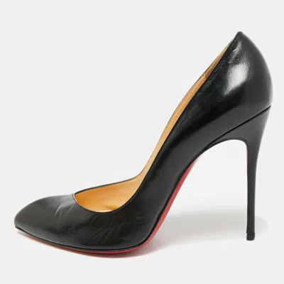 Pre-owned Christian Louboutin Corneille Size 39.5 Black Leather Pumps