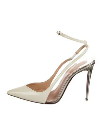 Pre-owned Christian Louboutin Cosmo 554 Patent Leather Slingback Pumps In Green