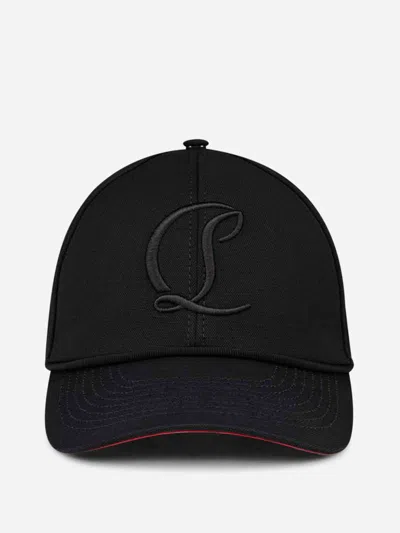 Christian Louboutin Mens Black Mooncrest Logo-embroidered Cotton-canvas Cap