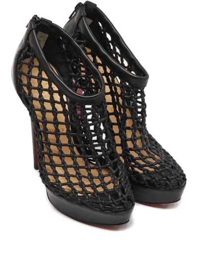 Pre-owned Christian Louboutin Coussin Platform Calf Leather Booties 37 In Black