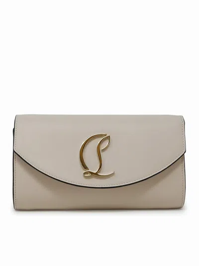 Christian Louboutin Cream Leather Loubi54 Wallet On A Chain In White