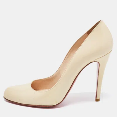 Pre-owned Christian Louboutin Cream Patent Leather Elisa Pumps Size 37.5