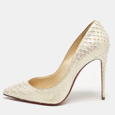 Pre-owned Christian Louboutin Cream Python Leather Pigalle Follies Pumps Size 36