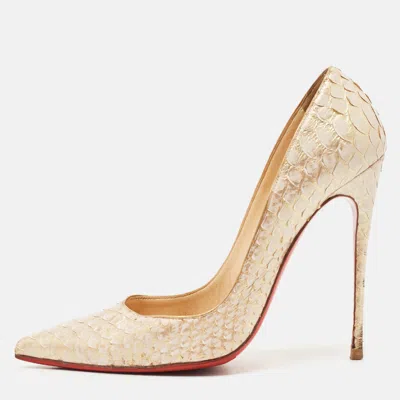 Pre-owned Christian Louboutin Cream Python Leather Pigalle Follies Pumps Size 39.5