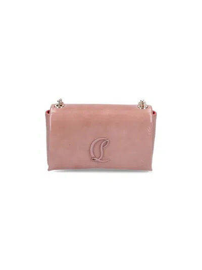 CHRISTIAN LOUBOUTIN CHRISTIAN LOUBOUTIN CRINKLE PATENT SHOULDER BAG WITH ADJUSTABLE GOLD CHAIN